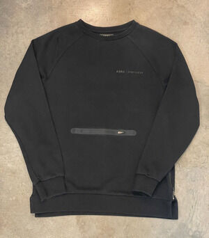 ASRV Technical Sweatshirt Mens L Black French Terry Crewneck Zip Pouch Hem Zip